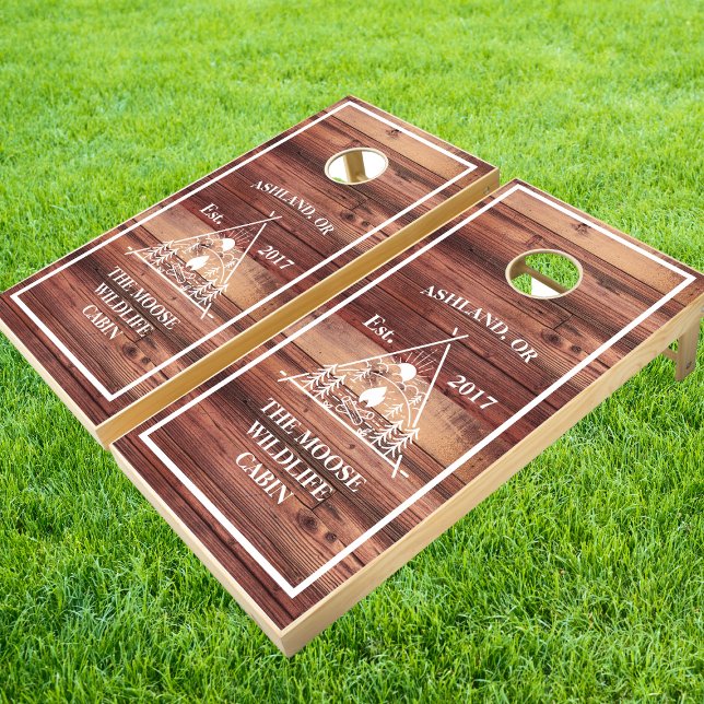 Rustic Cabin Rental Est Year Wood Plank Cornhole Set (Rustic Cabin Rental Est Year Wood Plank Cornhole Set
)