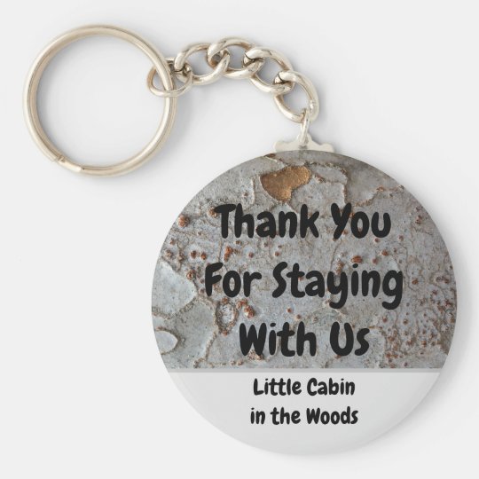 Rustic Cabin Rental Tree Bark Photo Guest Key Keychain Zazzle Com