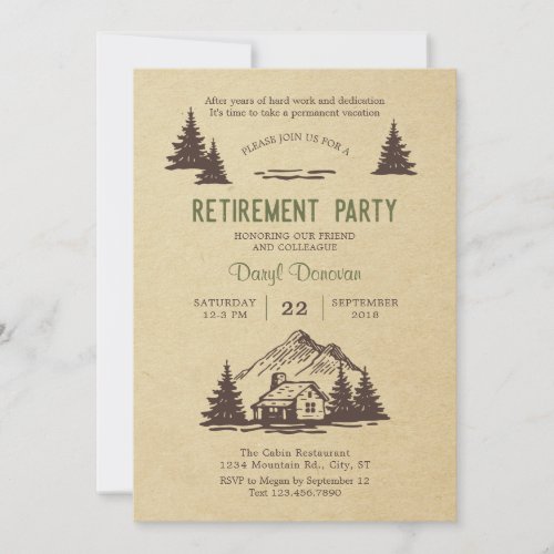 Rustic Cabin Retirement Party Invitation