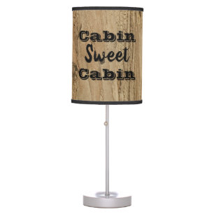 Rustic Cabin Sweet Cabin Woodgrain Photo Nature Table Lamp