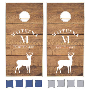 Rustic Cabin Themed Family Name Cornhole Cornhole Set