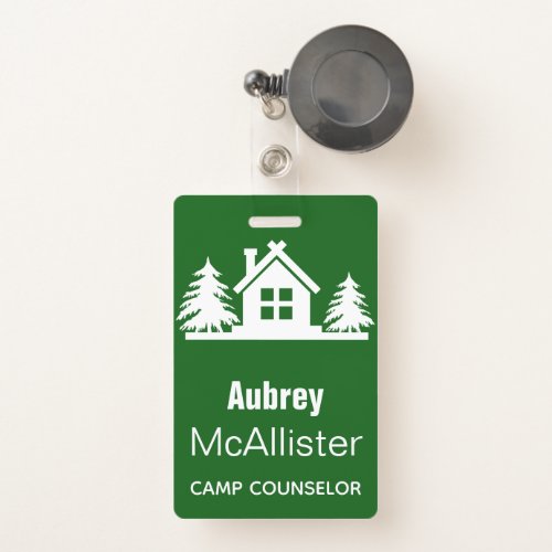 Rustic Cabin  Trees  Camp Counselor Badge