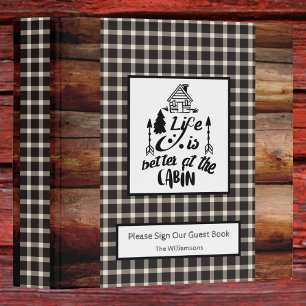 Rustic Cabin Vacation Rental Guest Book Cream 3 Ring Binder