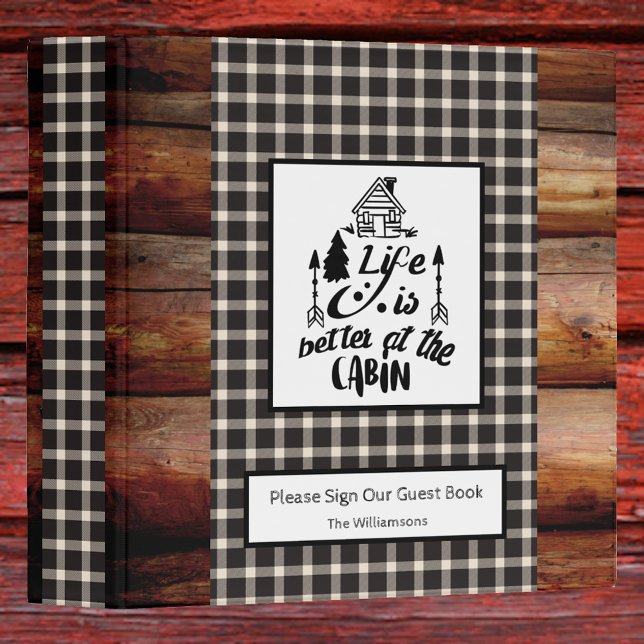 Rustic Cabin Vacation Rental Guest Book | Cream 3 Ring Binder (Creator Uploaded)