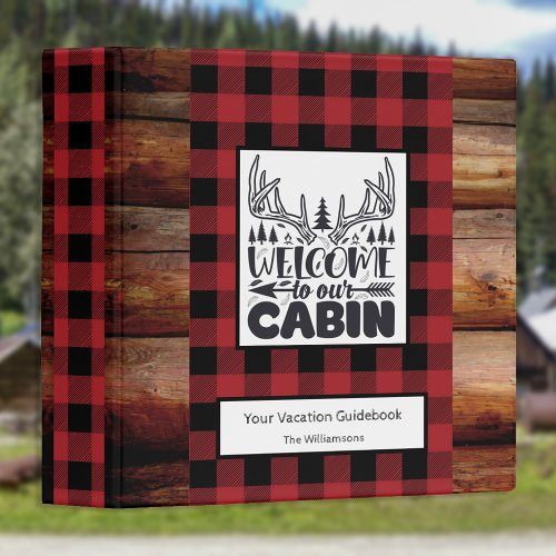 Rustic Cabin Vacation Rental Welcome Guest Book 3 Ring Binder