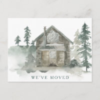 Rustic Cabin Watercolor Moved New Home Address