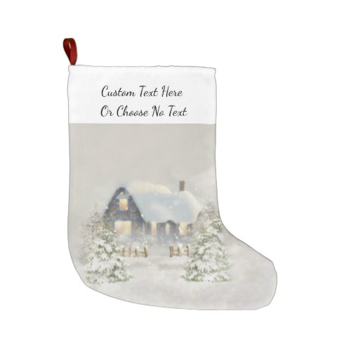 Rustic Cabin Winter Snow Woodland Forest Large Christmas Stocking