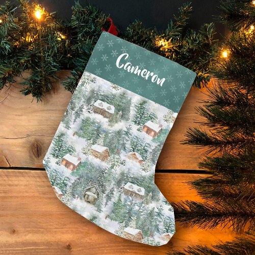 Rustic Cabin Woodland Country  Small Christmas Stocking