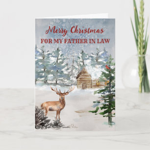 Rustic Cabin Woods Father In Law Merry Christmas Card