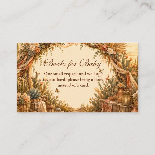 Rustic Cactus Boho Books for Baby Enclosure Card