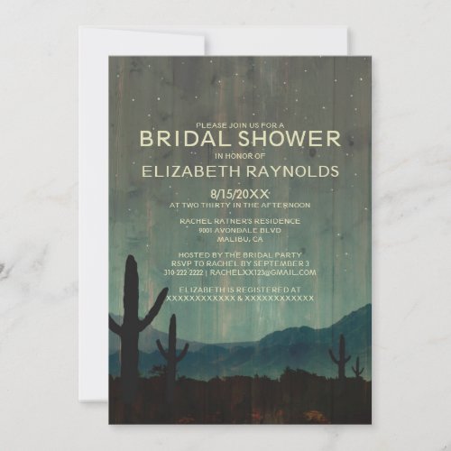 Rustic Cactus Bridal Shower Invitations