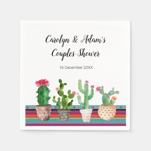 Rustic Cactus Couples Shower Napkin
