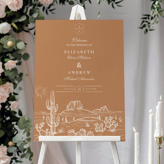 Rustic Cactus Desert Landscape Wedding Foam Board (Creator Uploaded)