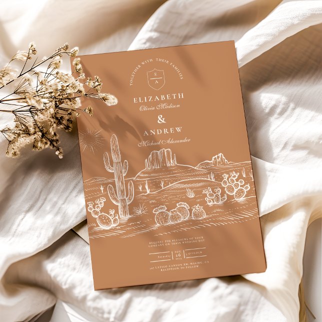 Rustic Cactus Desert Landscape Wedding Invitation (Creator Uploaded)