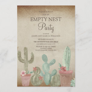 Rustic Cactus Empty Nest Party Invitation