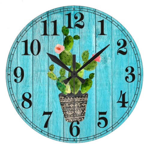 Rustic Cactus Round (Large) Wall Clock
