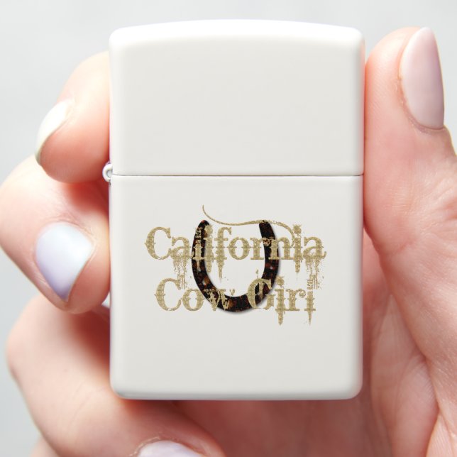 Rustic California Cowgirl Zippo Lighter (In Hand)
