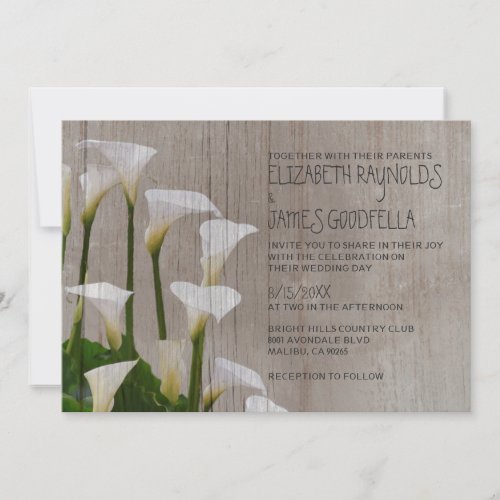 Rustic Calla Lillies Wedding Invitations
