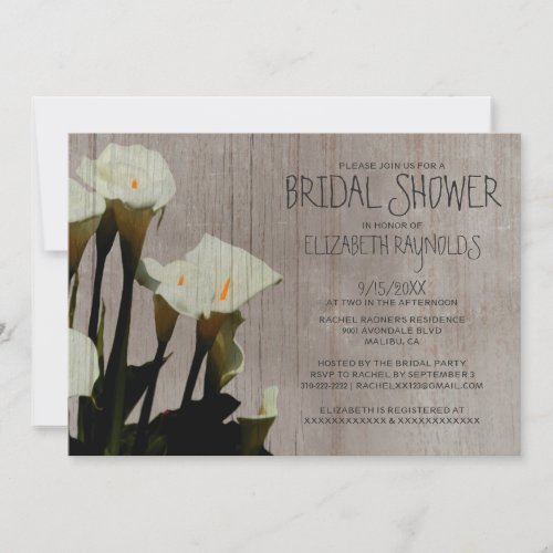 Rustic Calla Lily Bridal Shower Invitations