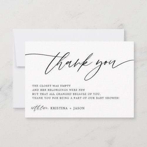 Rustic Calligraphy Baby Shower Thank You Cards