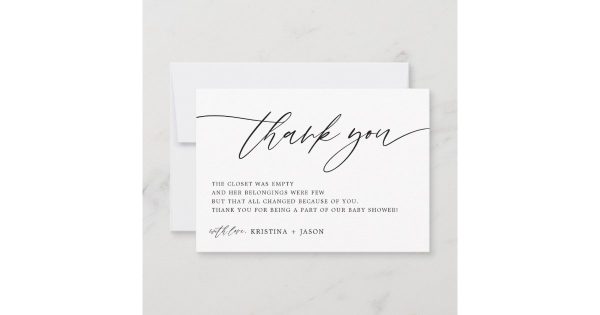 Rustic Calligraphy Baby Shower Thank You Cards | Zazzle