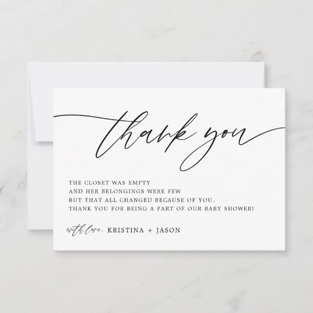 Rustic Calligraphy Baby Shower Thank You Cards | Zazzle