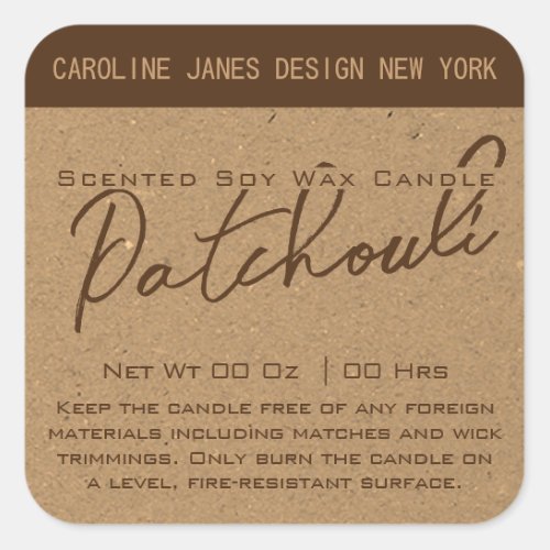 Rustic Calligraphy Brown Kraft Paper Candle Labels