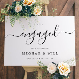 Rustic Calligraphy Engagement Party Engaged Sign