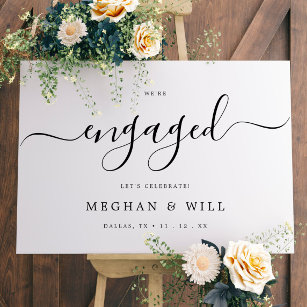 Rustic Calligraphy Engagement Party Engaged Sign