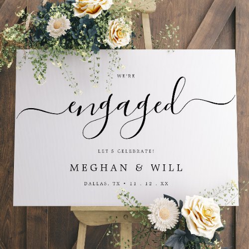 Rustic Calligraphy Engagement Party Engaged Sign