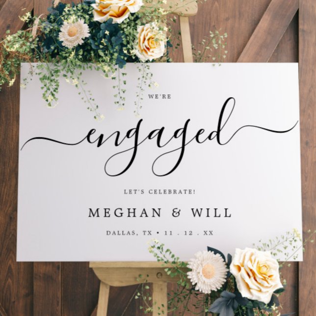 Rustic Calligraphy Engagement Party Engaged Sign (Creator Uploaded)