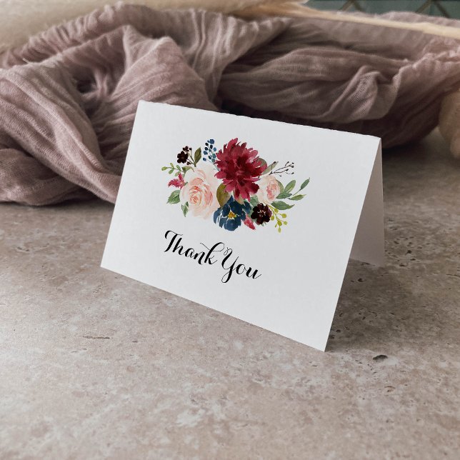 Rustic Calligraphy Folded Wedding Thank You Card (Creator Uploaded)