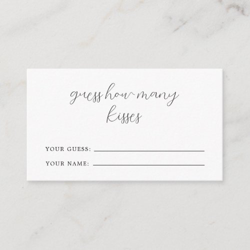 Rustic Calligraphy Guess How Many Kisses Game Card