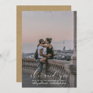 Rustic Calligraphy Kraft Photo QR Code Engagement Invitation