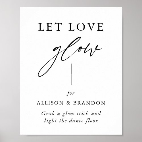 Rustic Calligraphy Let Love Glow Wedding Send Off Poster