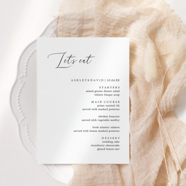 Rustic Calligraphy Let's Eat Wedding Dinner Menu (Creator Uploaded)