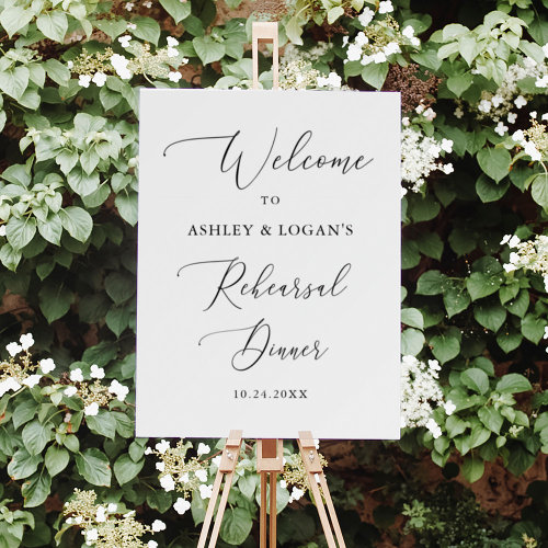 Rustic Calligraphy Rehearsal Dinner Welcome Sign