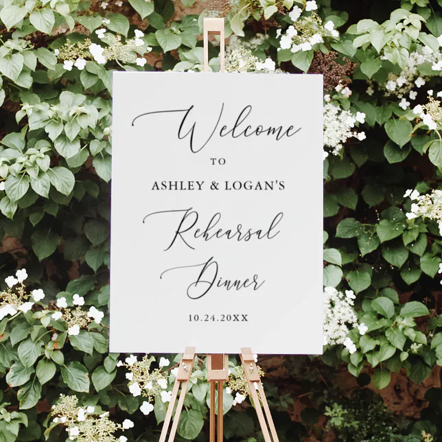 Rustic Calligraphy Rehearsal Dinner Welcome Sign | Zazzle