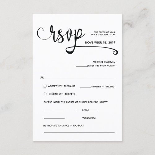 Rustic Calligraphy RSVP Enclosure Card