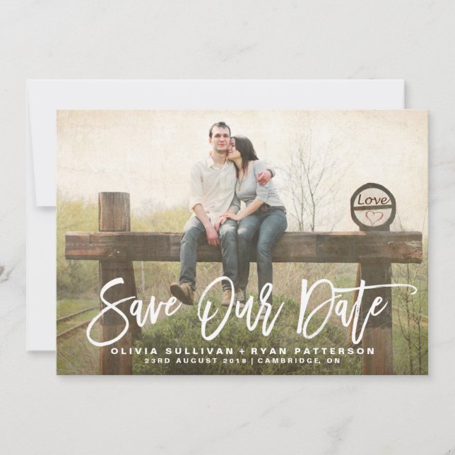 Rustic Calligraphy | Save Our Date Announcement (Front)