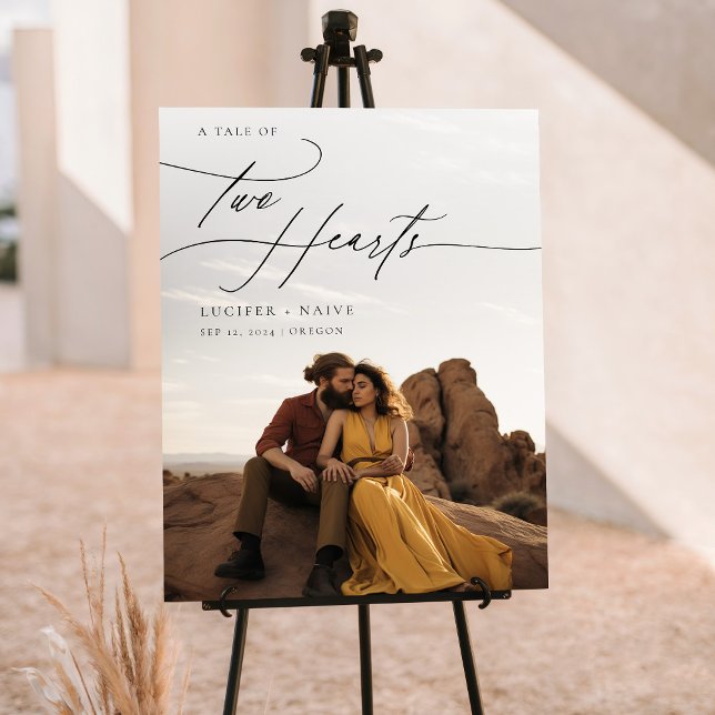 Rustic Calligraphy Script Photo Wedding Welcome Foam Board (Creator Uploaded)