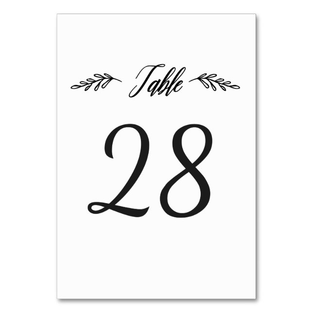 Rustic Calligraphy Table Number | Editable Color (Front)