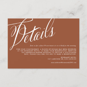 Rustic Calligraphy Terracotta Wedding Details Enclosure Card