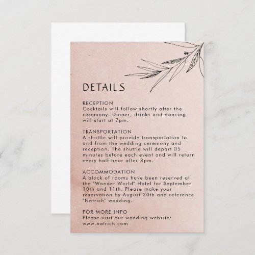 Rustic Calligraphy Watercolor Wedding Details Encl Enclosure Card