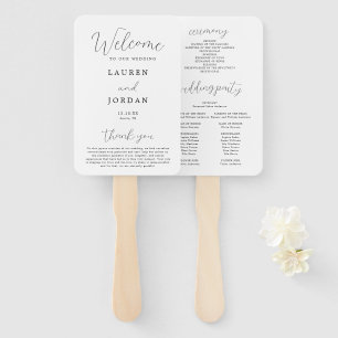 Rustic Calligraphy Wedding Ceremony Program  Hand Fan