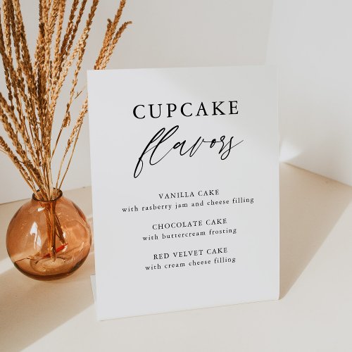 Rustic Calligraphy Wedding Cupcake Flavors Pedestal Sign