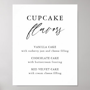 Rustic Calligraphy Wedding Cupcake Flavors Sign