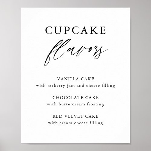 Rustic Calligraphy Wedding Cupcake Flavors Sign