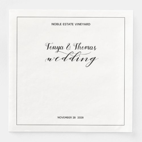 Rustic Calligraphy Wedding Dinner Square Napkins