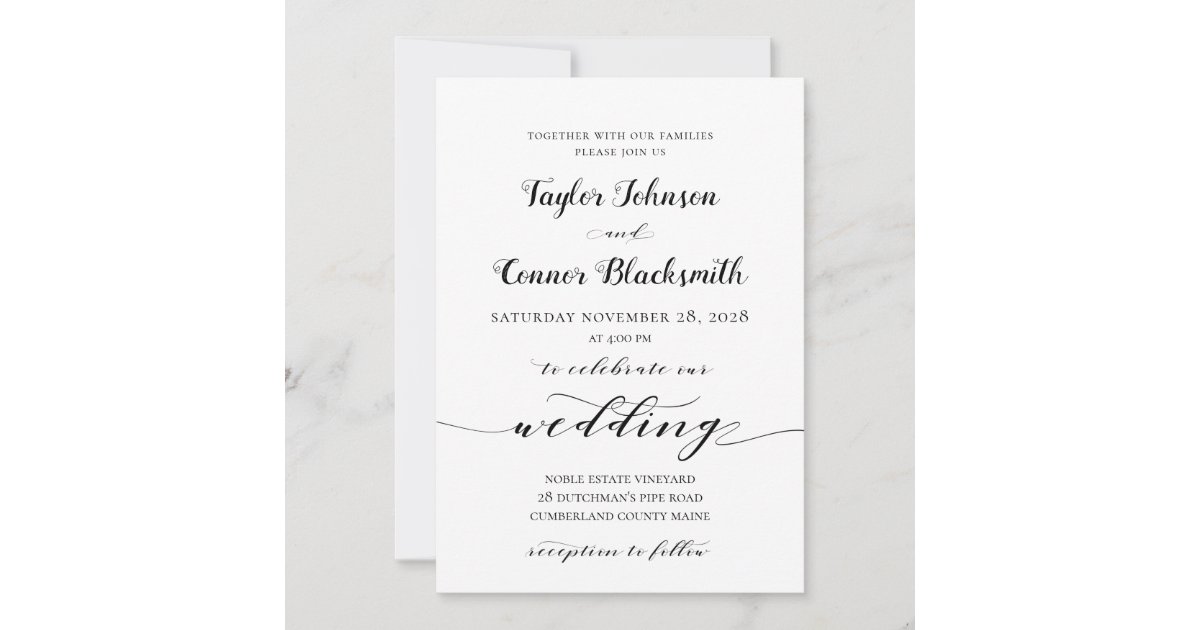 Rustic Calligraphy Wedding Invitation | Zazzle